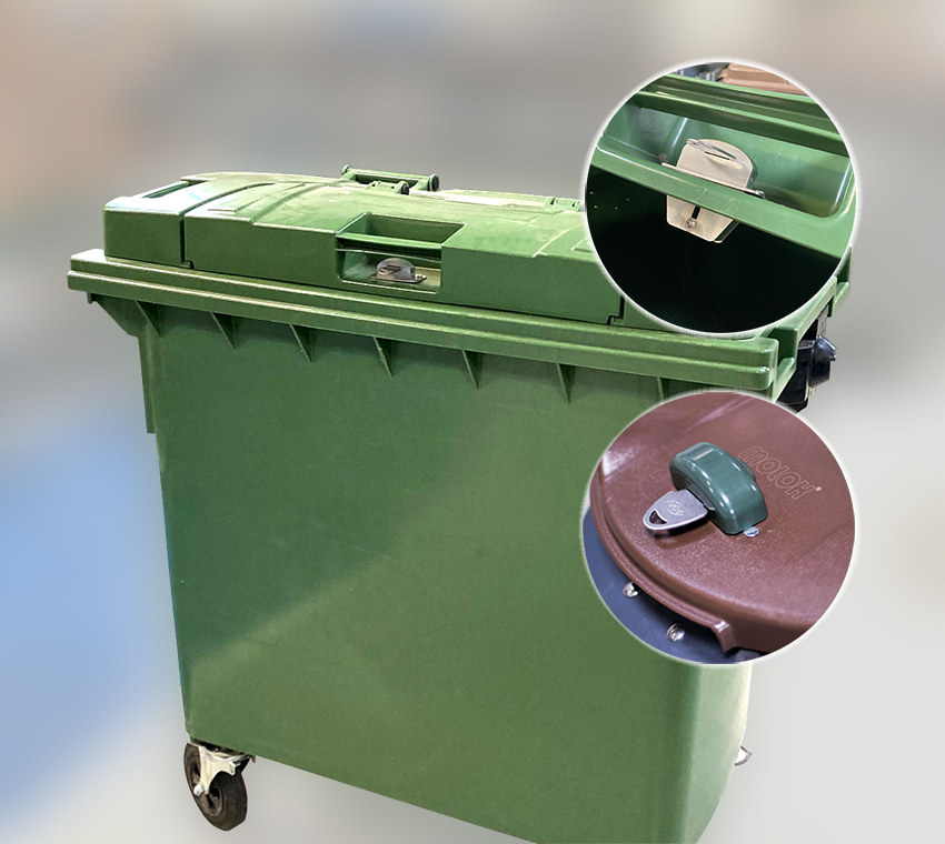 AGA offers solutions in the field of urban waste. A unique mechanical locking system with a key, suitable for any type of bin